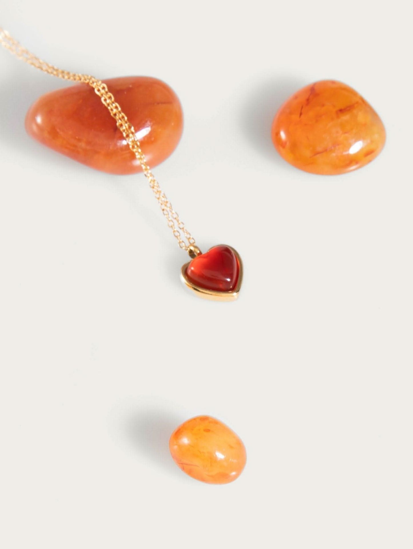Carnelian Stone Heart Necklace - ShopLorca