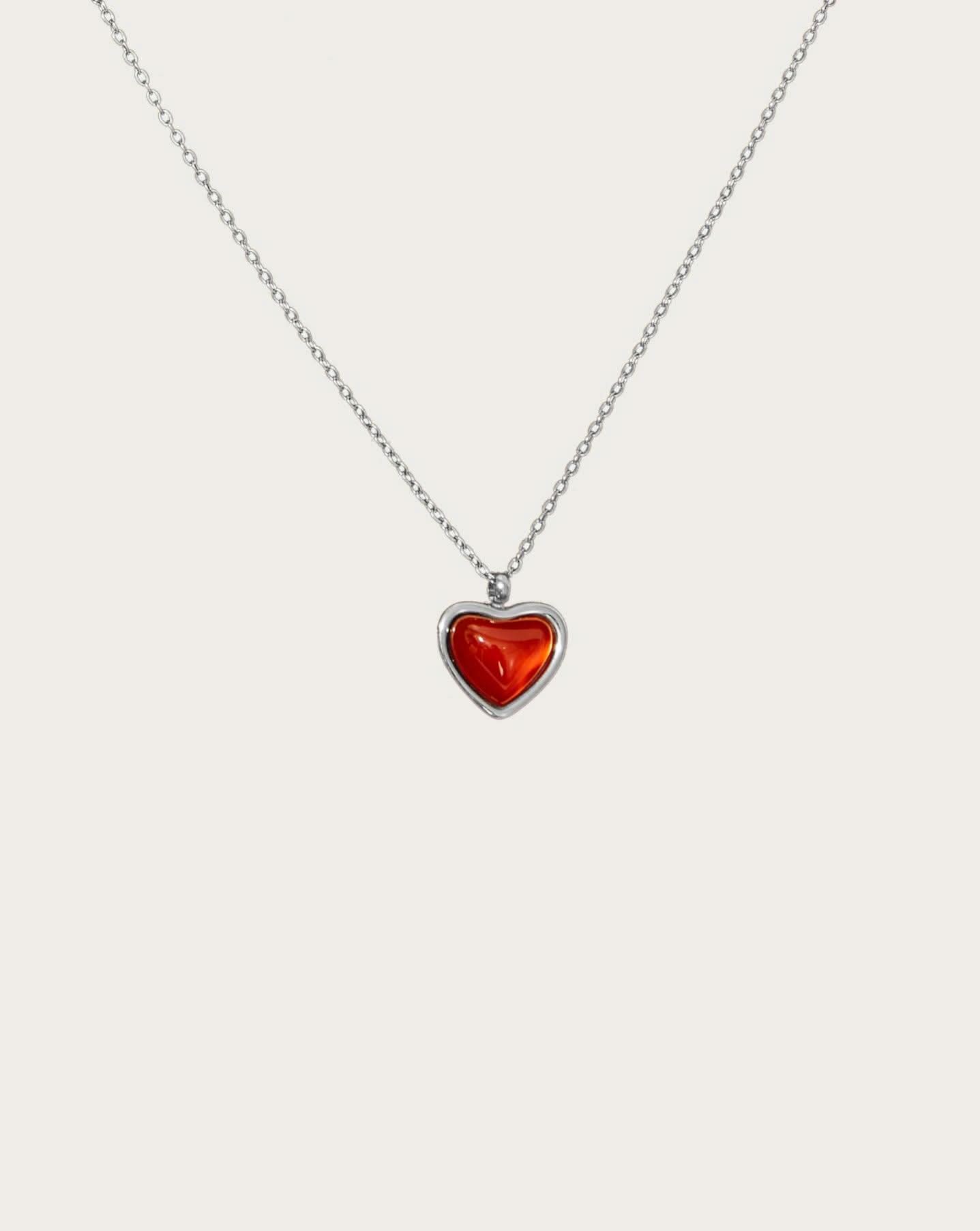 Carnelian Stone Heart Necklace - ShopLorca