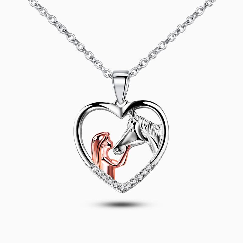 Girl And Horse Heart Necklace - ShopLorca
