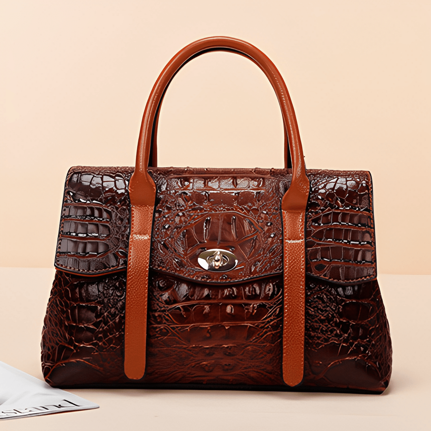 Leocadia Crocodile Pattern Medium Tote Bag - ShopLorca