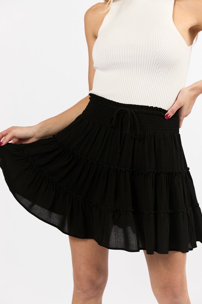 Through The Garden Black Longer Length Solid Mini Skort - ShopLorca