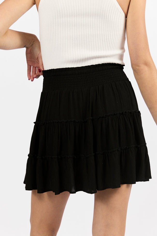 Through The Garden Black Longer Length Solid Mini Skort - ShopLorca