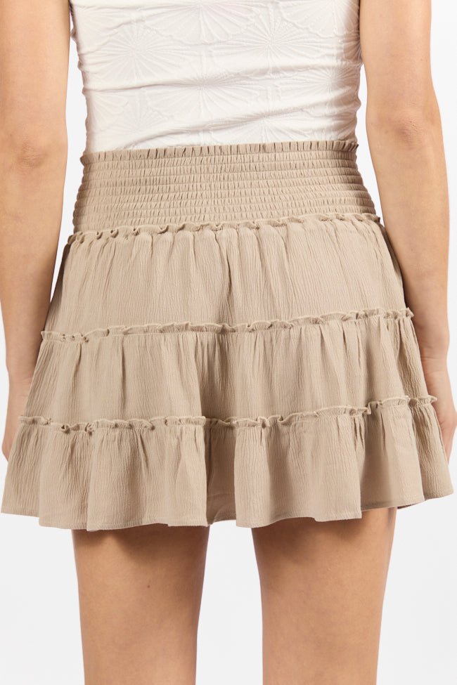 Through The Garden Taupe Solid Mini Skort SALE - ShopLorca