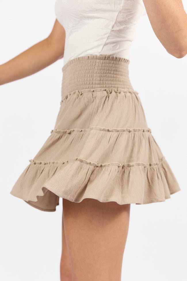 Through The Garden Taupe Solid Mini Skort SALE - ShopLorca