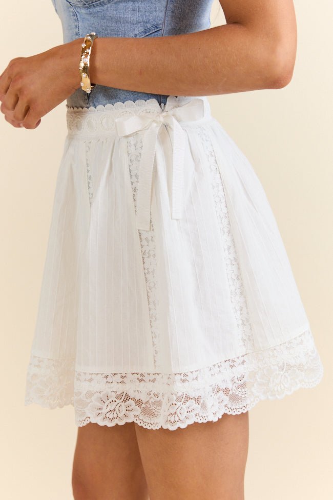 White Noise Ivory Woven Skort - ShopLorca