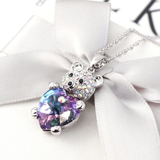 Bear Crystal Heart Necklace - ShopLorca