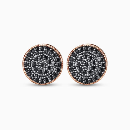 Black Rose Circle Stud Earrings - ShopLorca