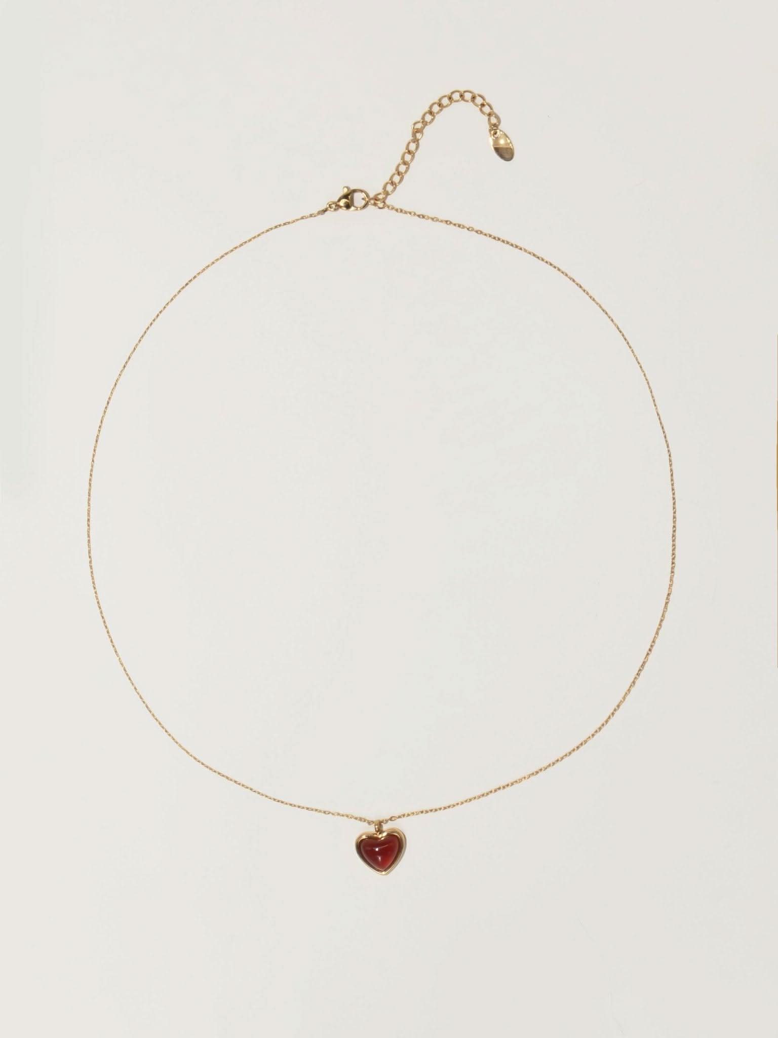 Carnelian Stone Heart Necklace - ShopLorca