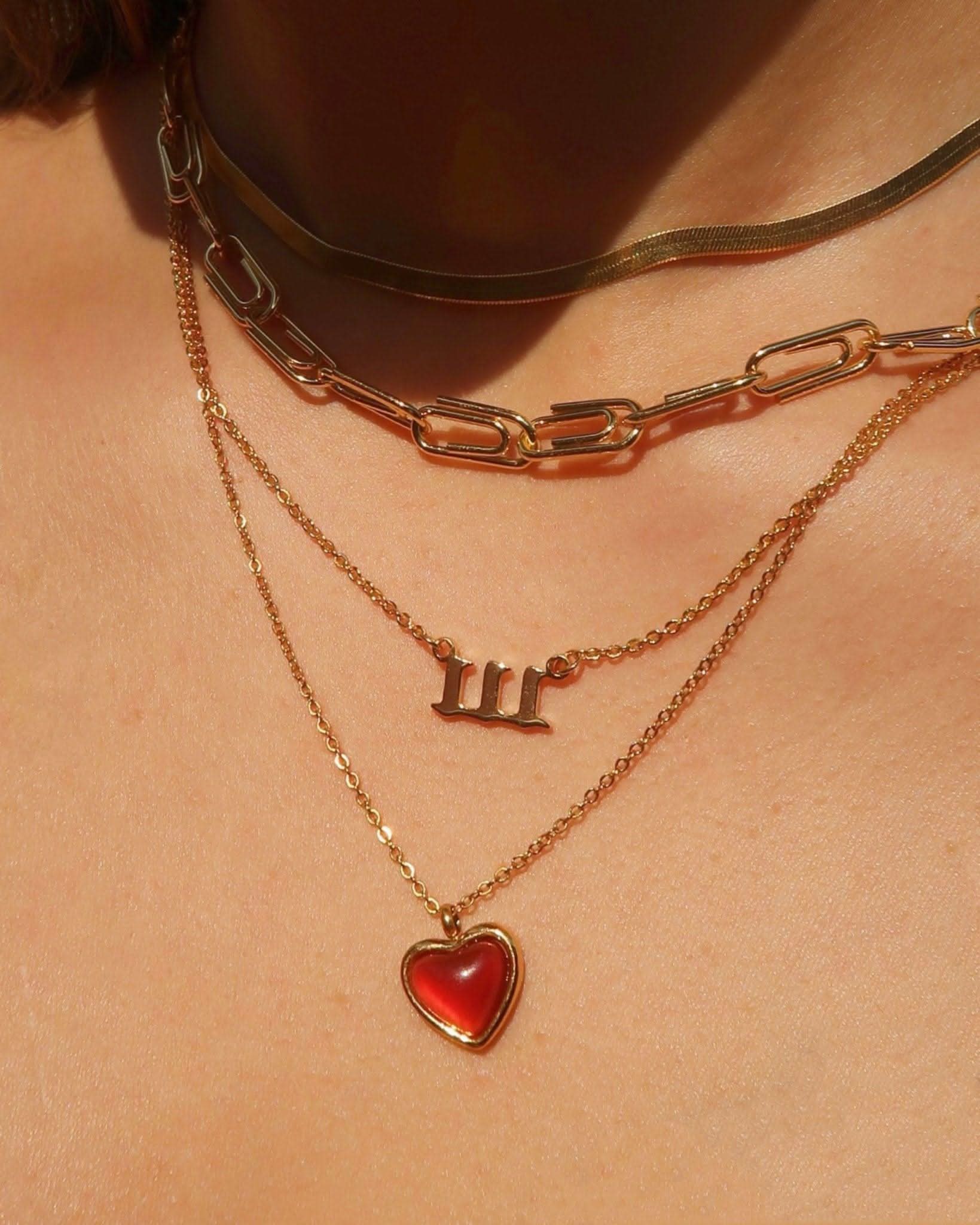 Carnelian Stone Heart Necklace - ShopLorca