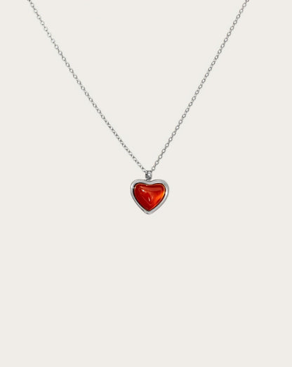 Carnelian Stone Heart Necklace - ShopLorca