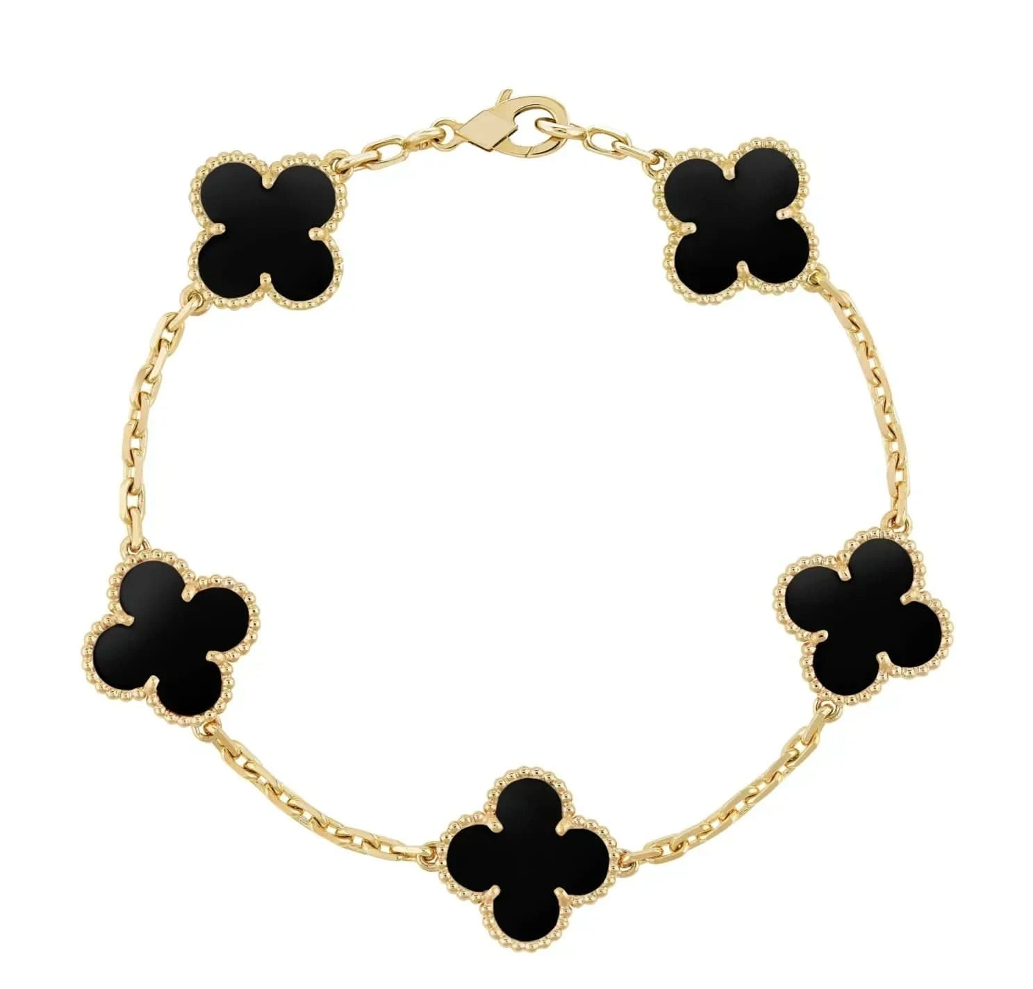 Clover Bracelet - Black (gold) - ShopLorca