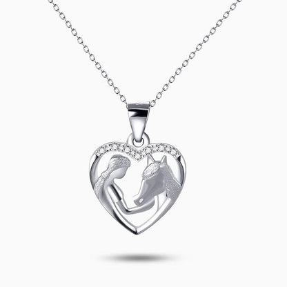 Girl and Horse Affection Heart Necklace - ShopLorca