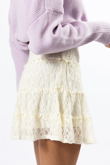 Through The Garden Cream Lace Mini Skort - ShopLorca