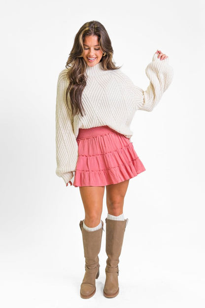 Through The Garden Rose Solid Mini Skort SALE - ShopLorca