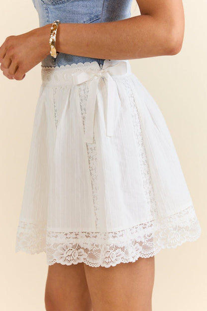 White Noise Ivory Woven Skort - ShopLorca